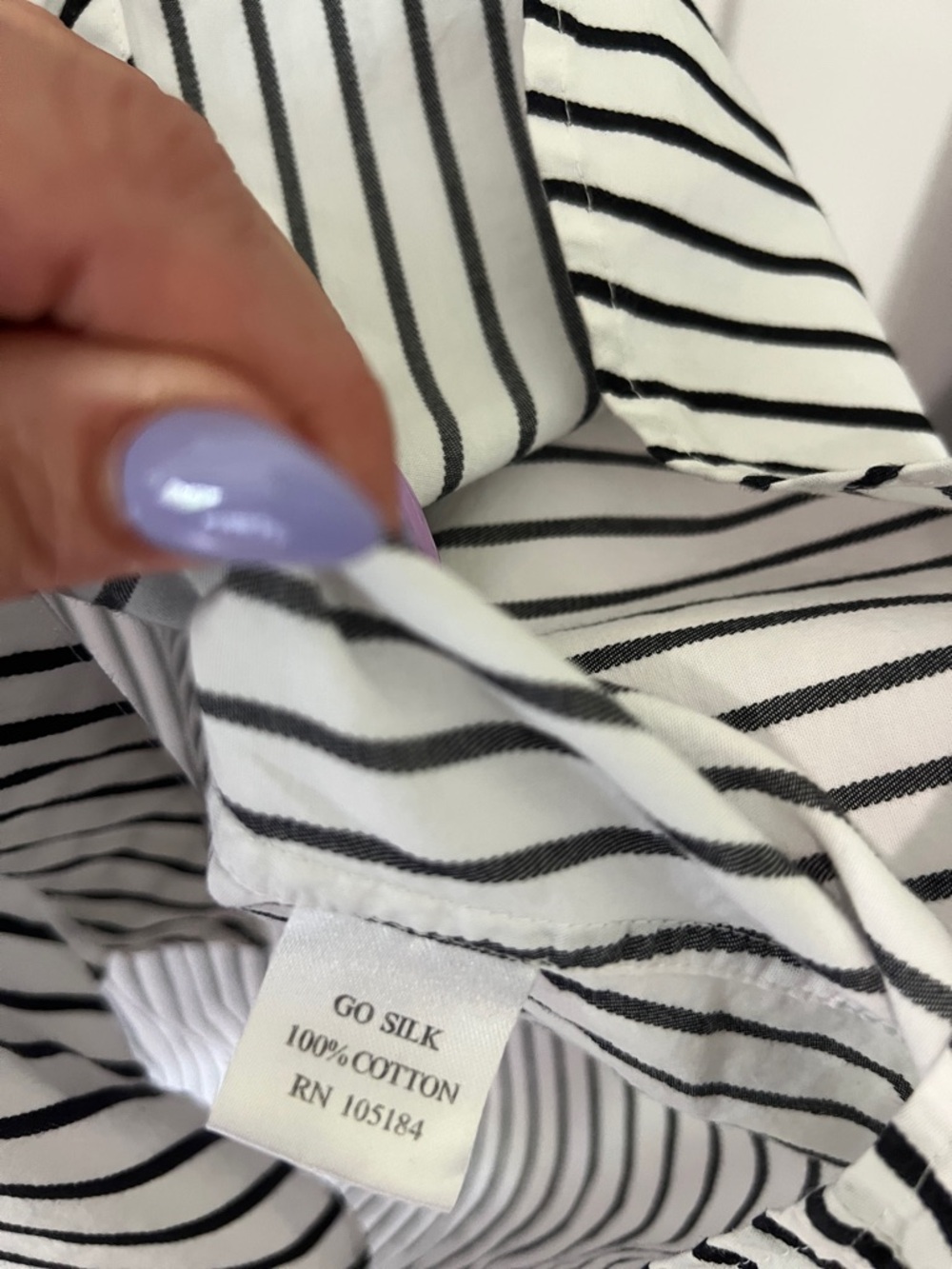 GO Silk classic Black & White Vertical Stripe Oversized Casual Button-Down Shirt - Picture 7 of 8
